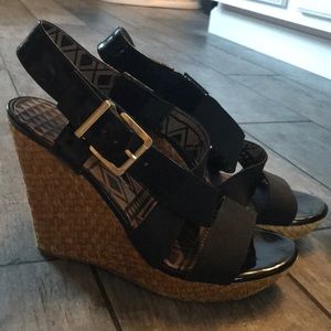 Jessica Simpson wedge sandals. Black and Brown.